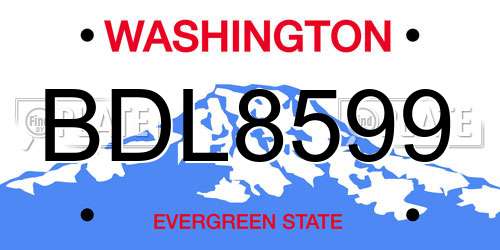 BDL8599 Washington License Plate