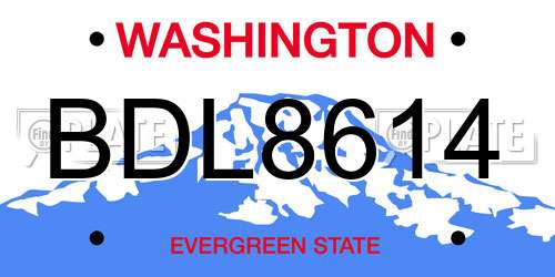 BDL8614 Washington License Plate