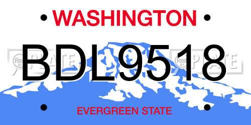 BDL9518 Washington License Plate