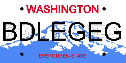BDLEGEG Washington License Plate