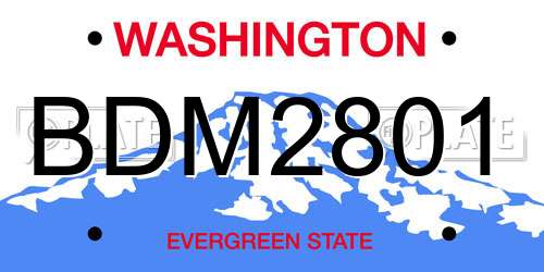 BDM2801 Washington License Plate
