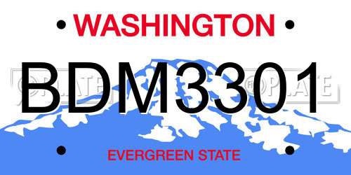BDM3301 Washington License Plate