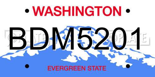 BDM5201 Washington License Plate