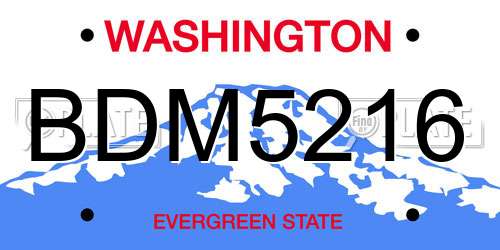 BDM5216 Washington License Plate