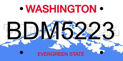 BDM5223 Washington License Plate