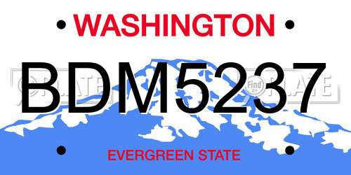 BDM5237 Washington License Plate