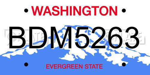 BDM5263 Washington License Plate