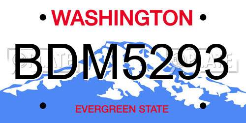 BDM5293 Washington License Plate