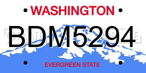 BDM5294 Washington License Plate