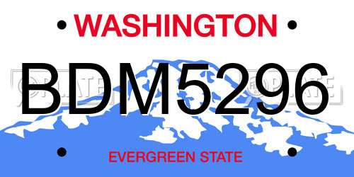 BDM5296 Washington License Plate
