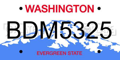 BDM5325 Washington License Plate