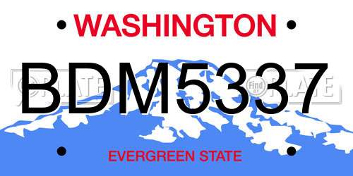 BDM5337 Washington License Plate