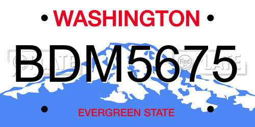 BDM5675 Washington License Plate