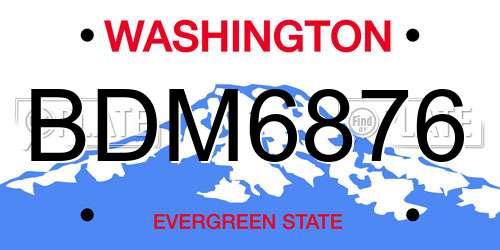 BDM6876 Washington License Plate