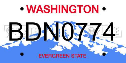 BDN0774 Washington License Plate