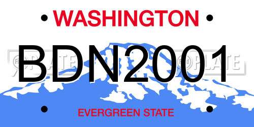 BDN2001 Washington License Plate
