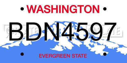 BDN4597 Washington License Plate
