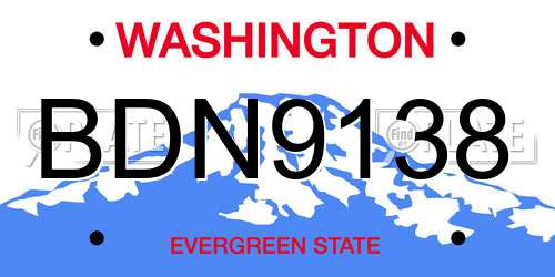 BDN9138 Washington License Plate