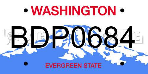 BDP0684 Washington License Plate