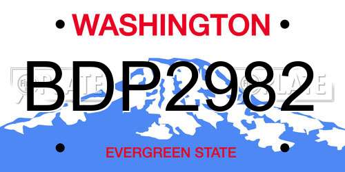 BDP2982 Washington License Plate