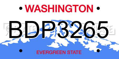 BDP3265 Washington License Plate