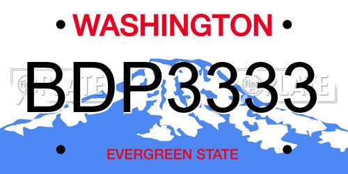 BDP3333 Washington License Plate