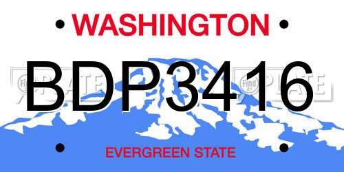 BDP3416 Washington License Plate
