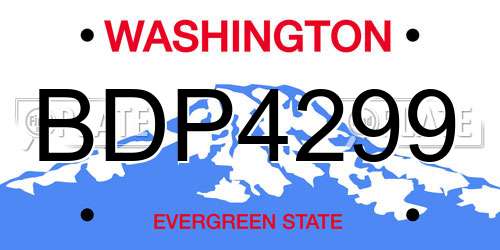 BDP4299 Washington License Plate