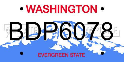 BDP6078 Washington License Plate