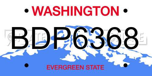 BDP6368 Washington License Plate