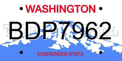 BDP7962 Washington License Plate
