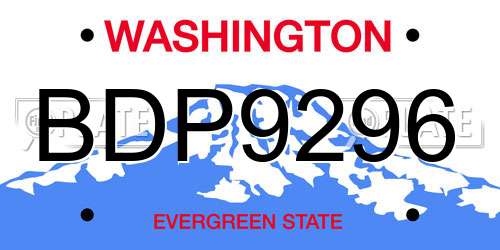 BDP9296 Washington License Plate
