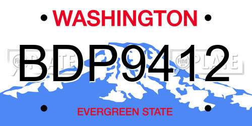 BDP9412 Washington License Plate