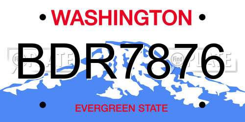 BDR7876 Washington License Plate