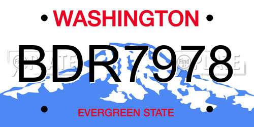 BDR7978 Washington License Plate