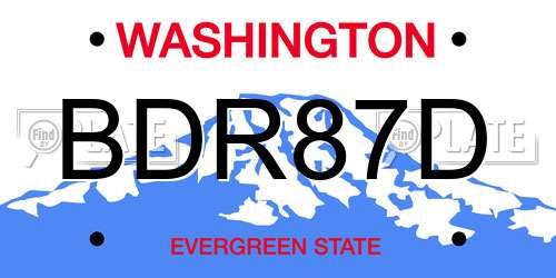BDR87D Washington License Plate