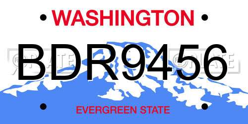 BDR9456 Washington License Plate
