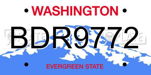 BDR9772 Washington License Plate