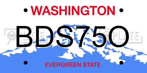 BDS75O Washington License Plate