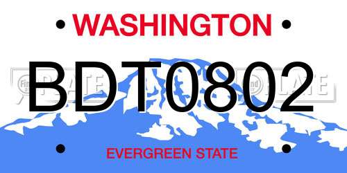 BDT0802 Washington License Plate
