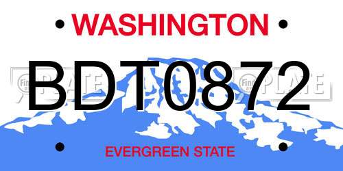 BDT0872 Washington License Plate