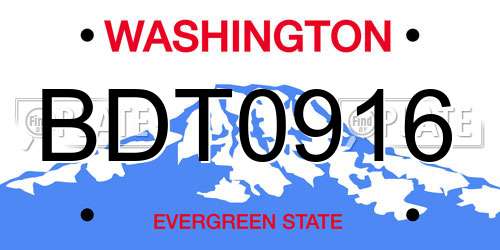 BDT0916 Washington License Plate