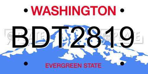 BDT2819 Washington License Plate