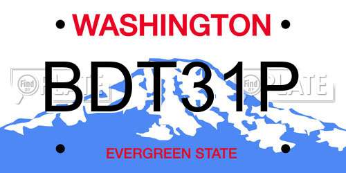 BDT31P Washington License Plate