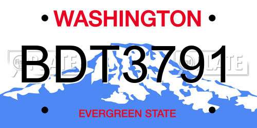 BDT3791 Washington License Plate