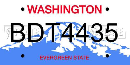 BDT4435 Washington License Plate