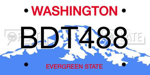 BDT488 Washington License Plate
