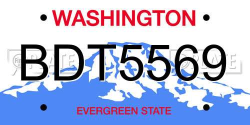 BDT5569 Washington License Plate