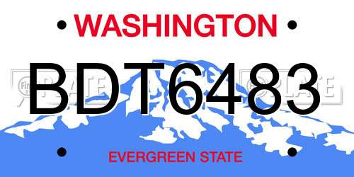 BDT6483 Washington License Plate