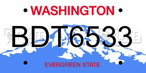 BDT6533 Washington License Plate
